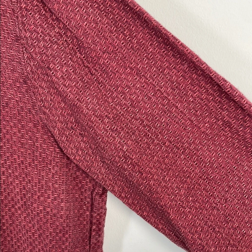 Flax 100% Linen Full Zip Jacket Cranberry Woven Textured Pattern Sz L